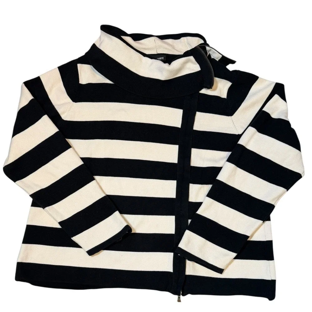 Lane Bryant Asymmetric Zip Moto Sweater Jacket Cotton Sweater Black White 22/24